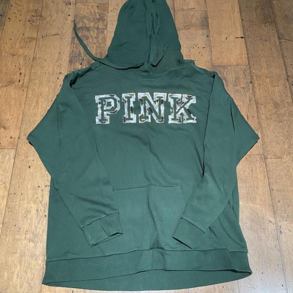 Victoria's Secret PINK green camo hoodie Size L